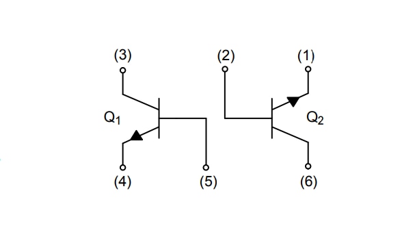 Schaltplan - onsemi NST650 Dual-abgestimmte PNP-Transistoren