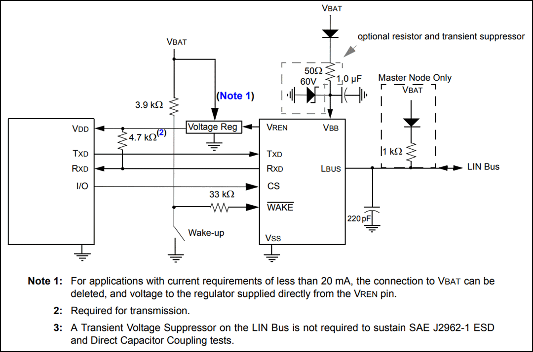 Applikations-Schaltungsdiagramm - Microchip Technology MCP2003B LIN-Transceiver