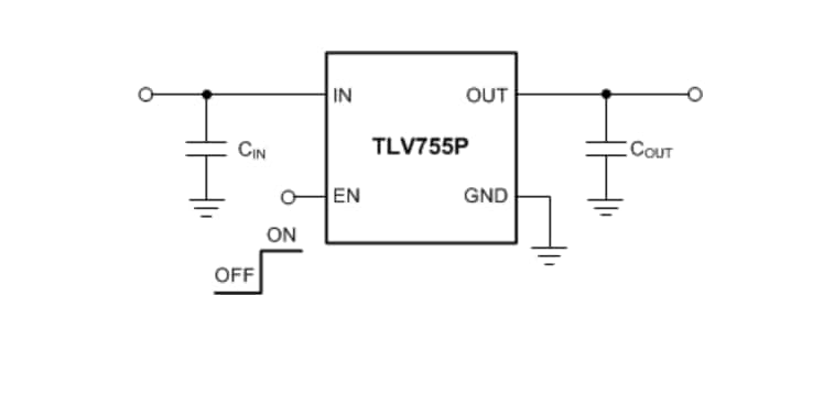 Blockdiagramm - Texas Instruments TLV755P 500mA-LDO-Regler