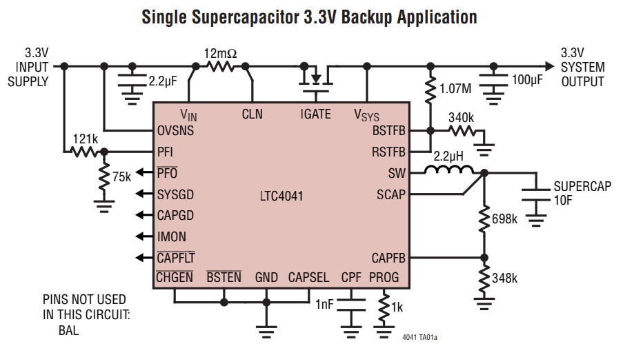 Analog Devices Inc. LTC4041 Backup-Leistungsmanager für 2,5A-Superkondensator