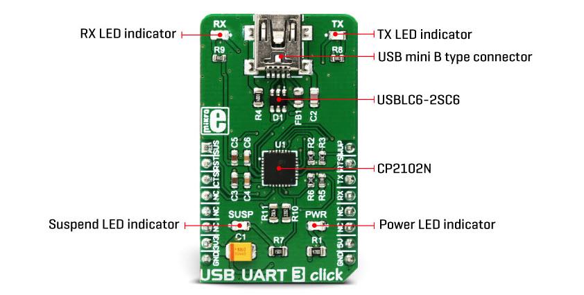 Mikroe MIKROE-3063 USB UART 3 Click
