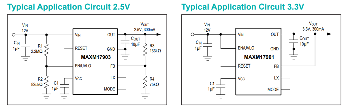 Applikations-Schaltungsdiagramm - Analog Devices / Maxim Integrated Himalaya uSLIC™ MAXM1790x Abwärtsleistungsmodule