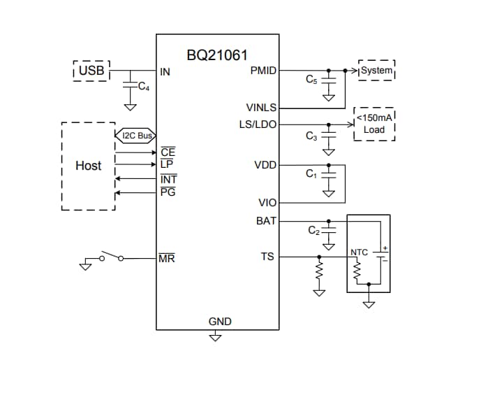 Schaltplan - Texas Instruments bq21061 Batterie-Lademanagement-IC