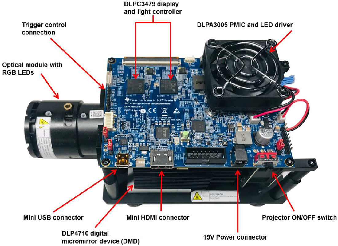 Technische Zeichnung - Texas Instruments DLP4710EVM-LC DLP-Lichtsteuerungs-Evaluierungsmodul
