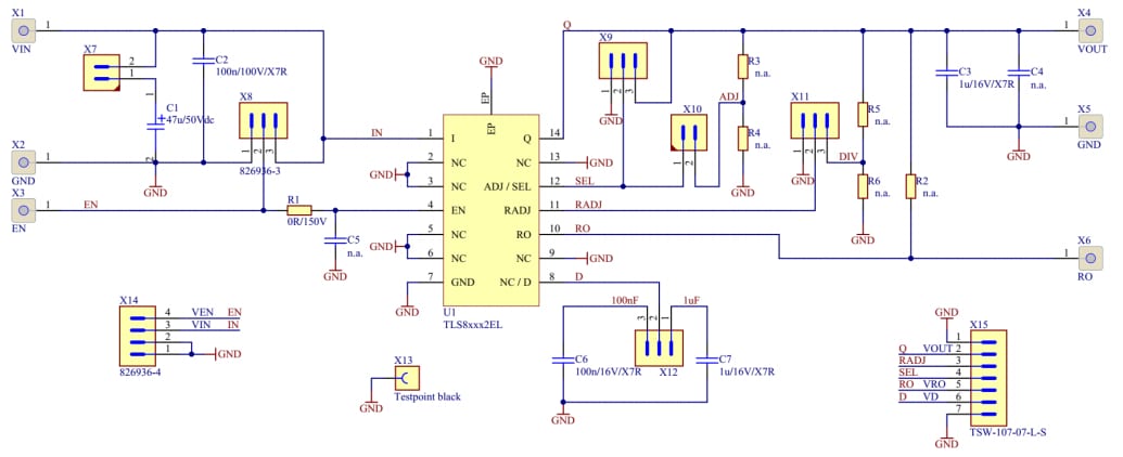 Schaltplan - Infineon Technologies TLS820B2ELVSE Demonstrationsboard