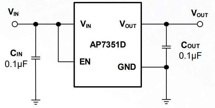 Schaltungsanordnung - Diodes Incorporated AP7351D LDO-Regler