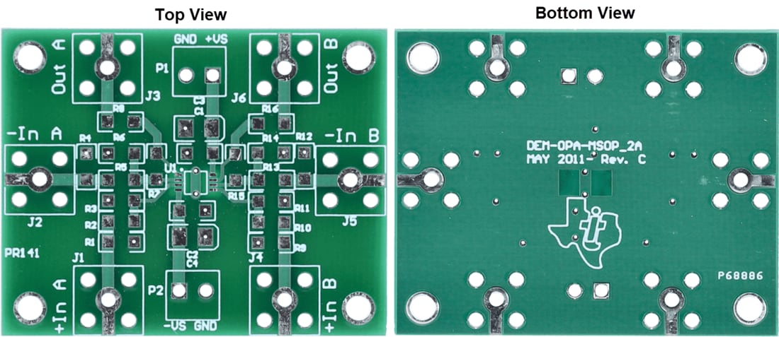 Technische Zeichnung - Texas Instruments DEM-OPA-MSOP-2A Demonstrationseinrichtung