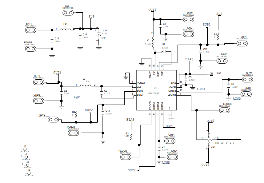 Schaltplan - Analog Devices Inc. MAX20049EVKIT Evaluierungskit