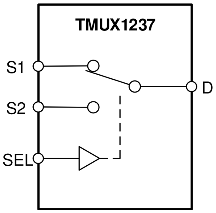Blockdiagramm - Texas Instruments TMUX1237 SPDT-Universal-Schalter