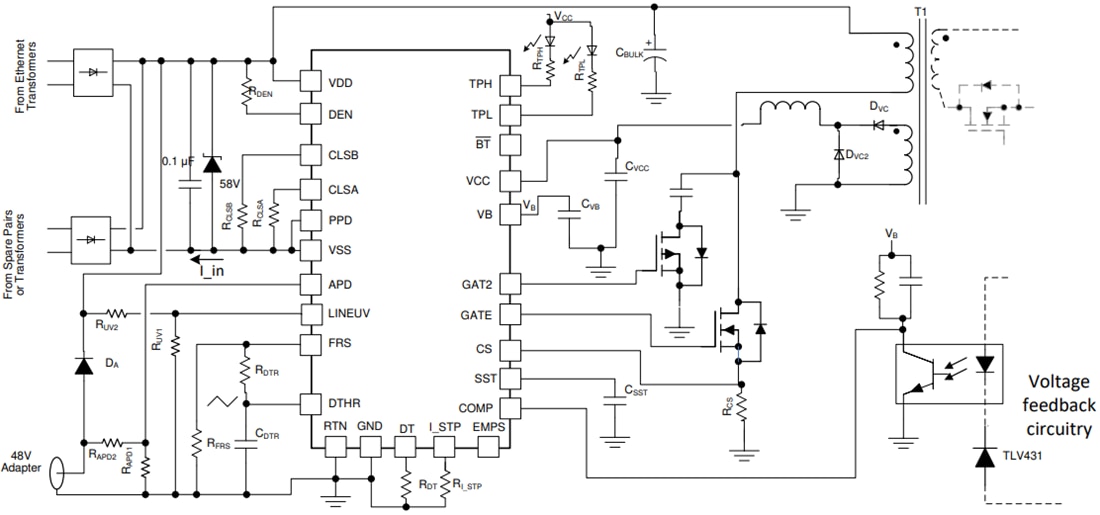 Applikations-Schaltungsdiagramm - Texas Instruments TPS23730 IEEE 802.3bt PoE-2-PD-IC