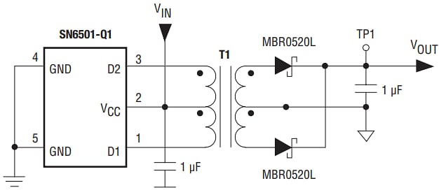 Applikations-Schaltungsdiagramm - Bourns HCT AEC-Q200-konforme Transformatoren