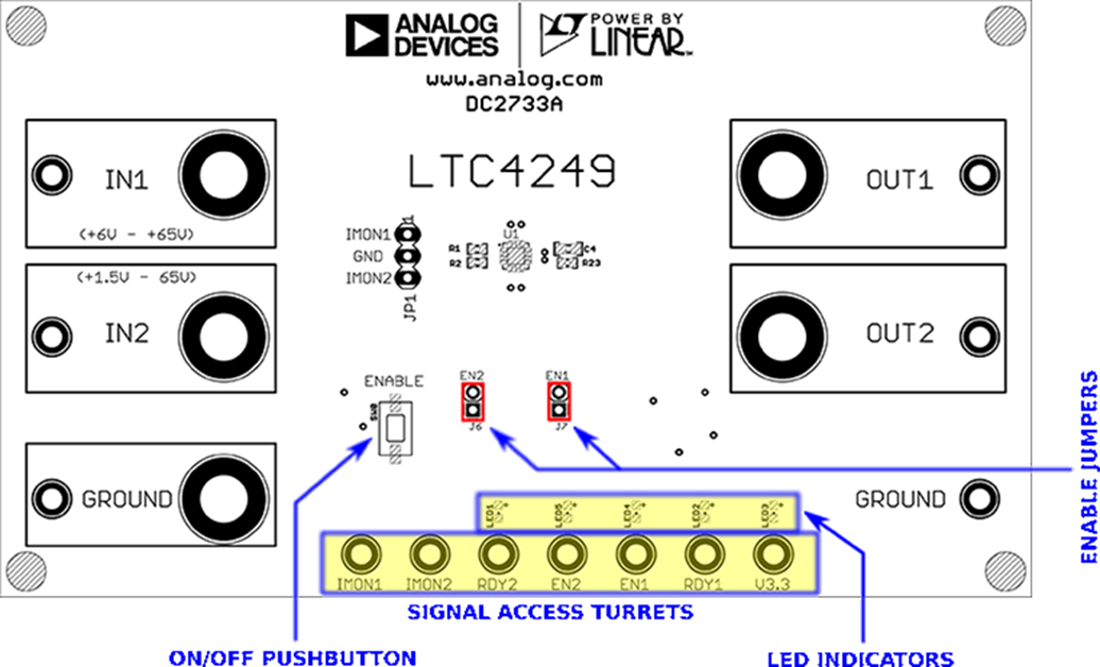 Technische Zeichnung - Analog Devices Inc. DC2733A Demonstrationssystem für den LTC4249 Technische Zeichnung - Analog Devices Inc. DC2733A Demonstrationssystem für den LTC4249