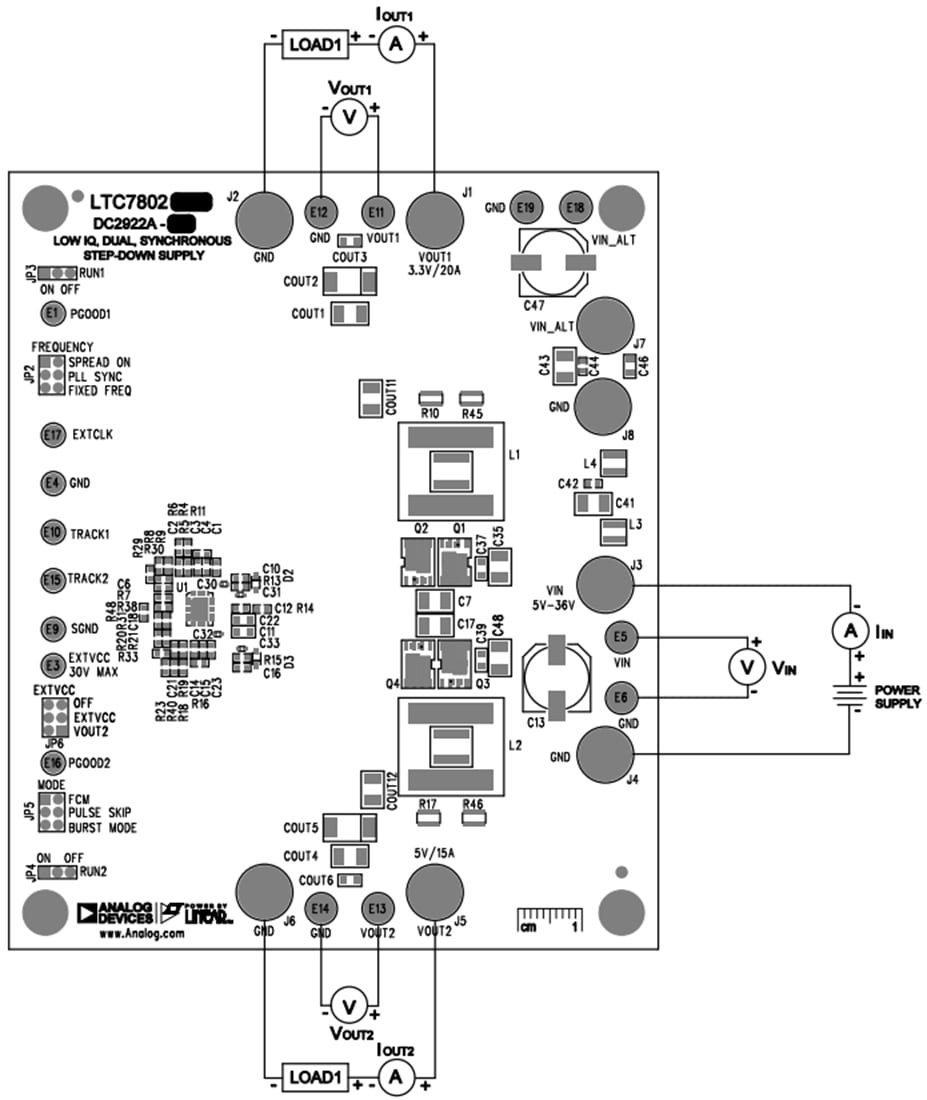 Technische Zeichnung - Analog Devices Inc. DC2922A-A/DC2922A-B Demonstrationsschaltungen für LTC7802