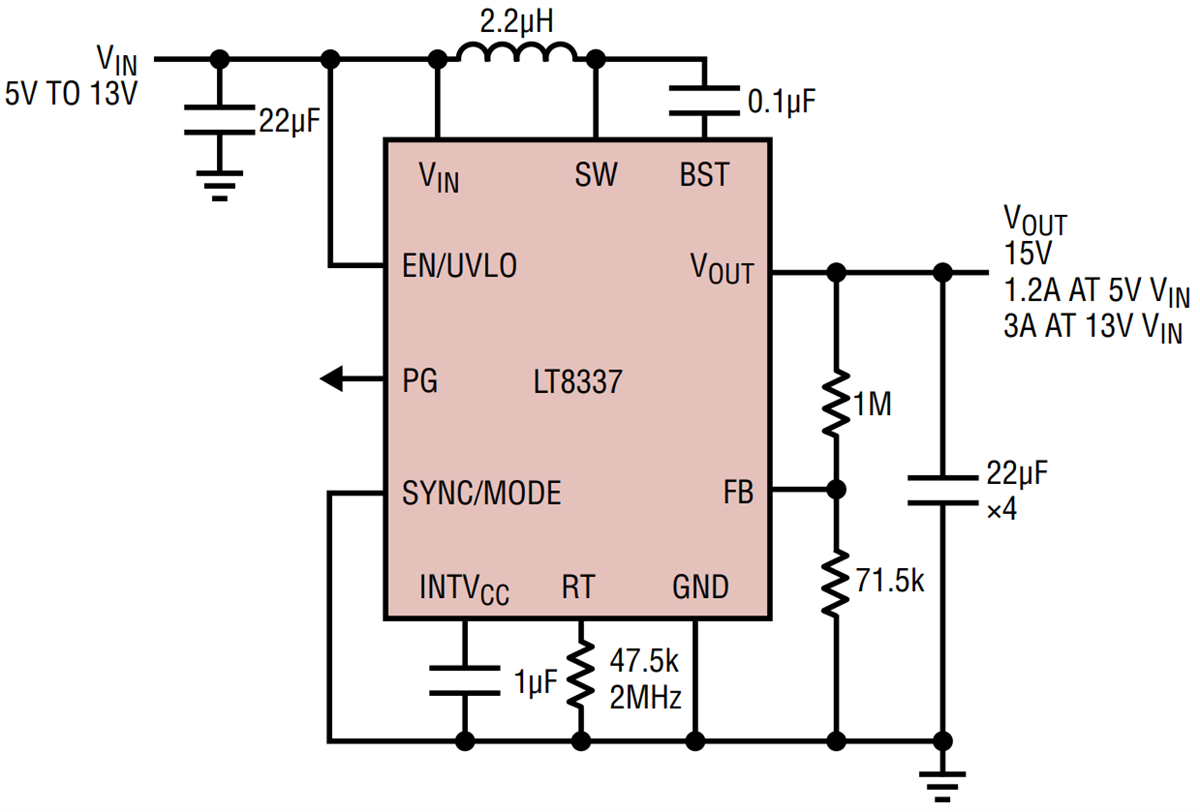 Applikations-Schaltungsdiagramm - Analog Devices Inc. LT8337/LT8337-1 Silent-Switcher®-Wandler 