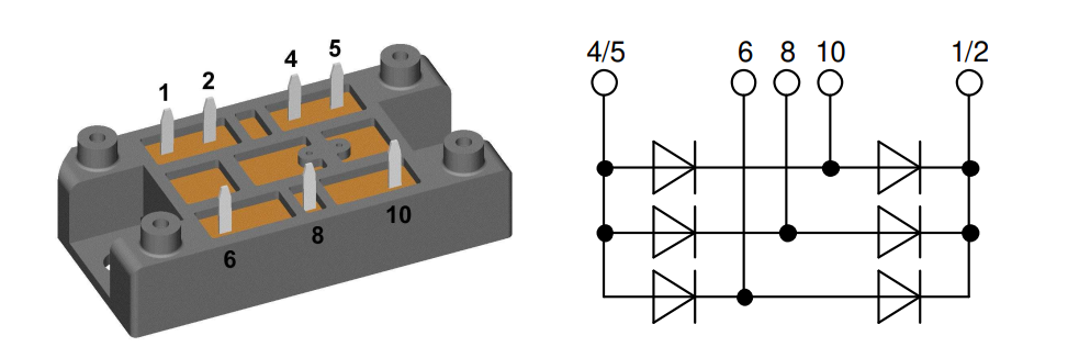 Schaltungsanordnung - IXYS MDMA120U1600VA Standard-Gleichrichtermodul Schaltungsanordnung - IXYS MDMA120U1600VA Standard-Gleichrichtermodul