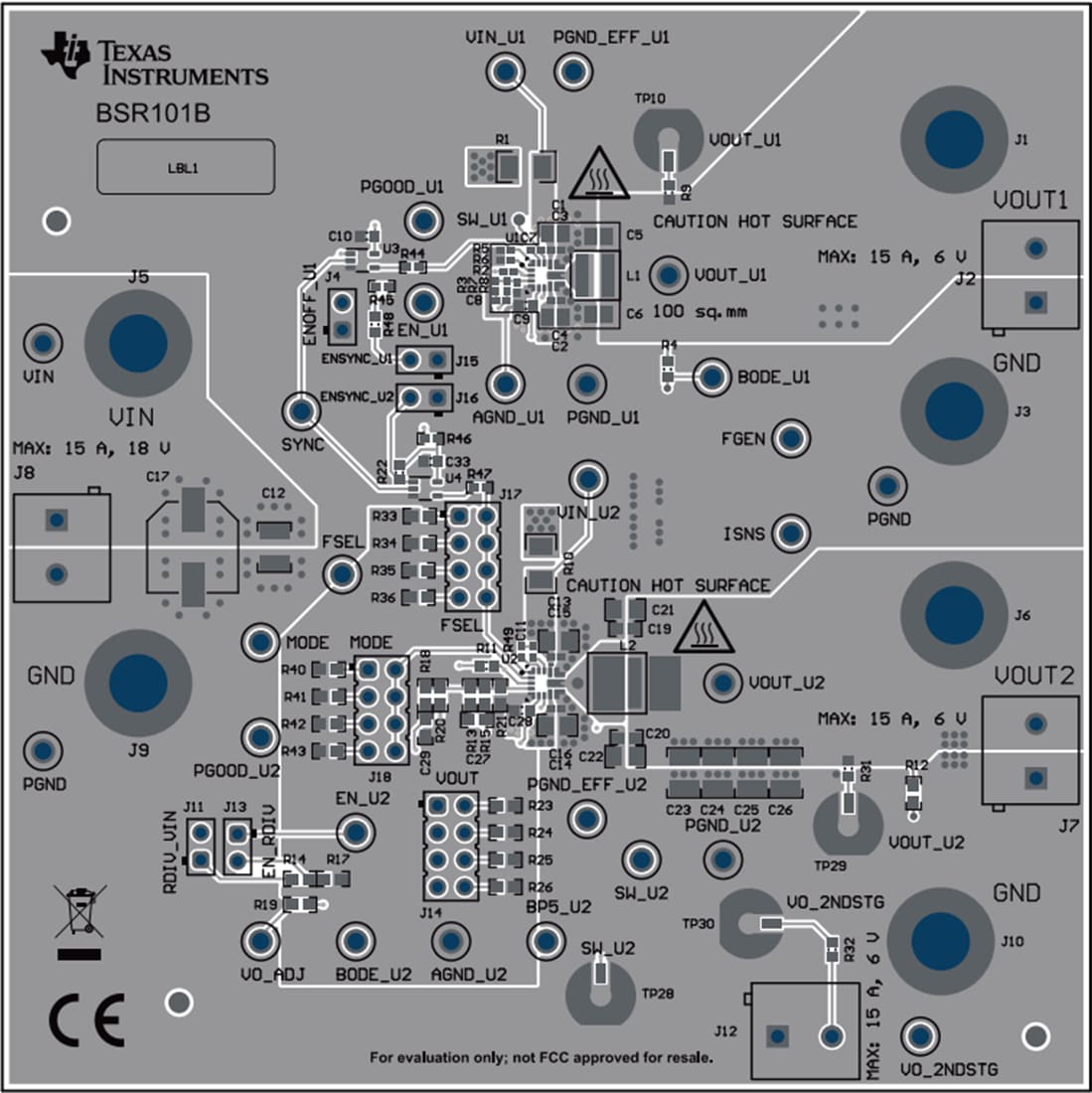 Technische Zeichnung - Texas Instruments TPS543820EVM Wandler-Evaluierungsmodul (EVM)