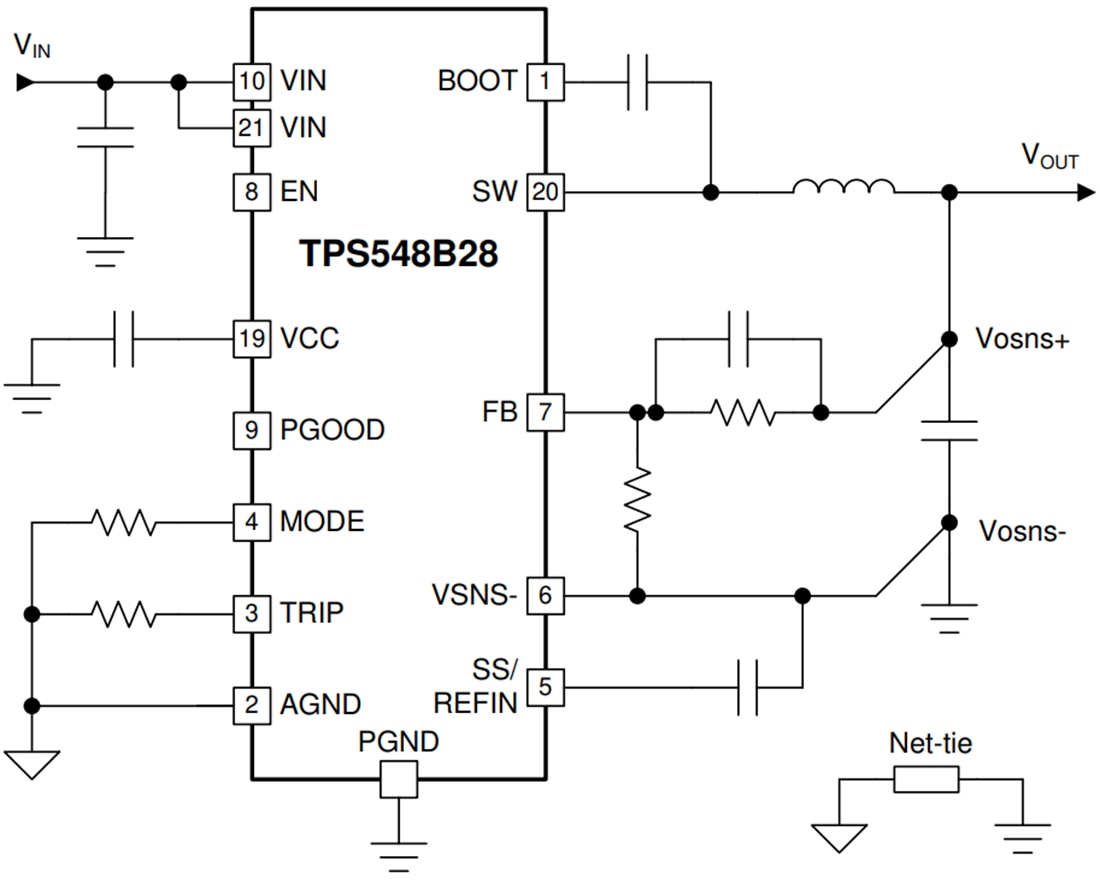 Schaltplan - Texas Instruments TPS548B28 Synchroner 20-A-Abwärtswandler