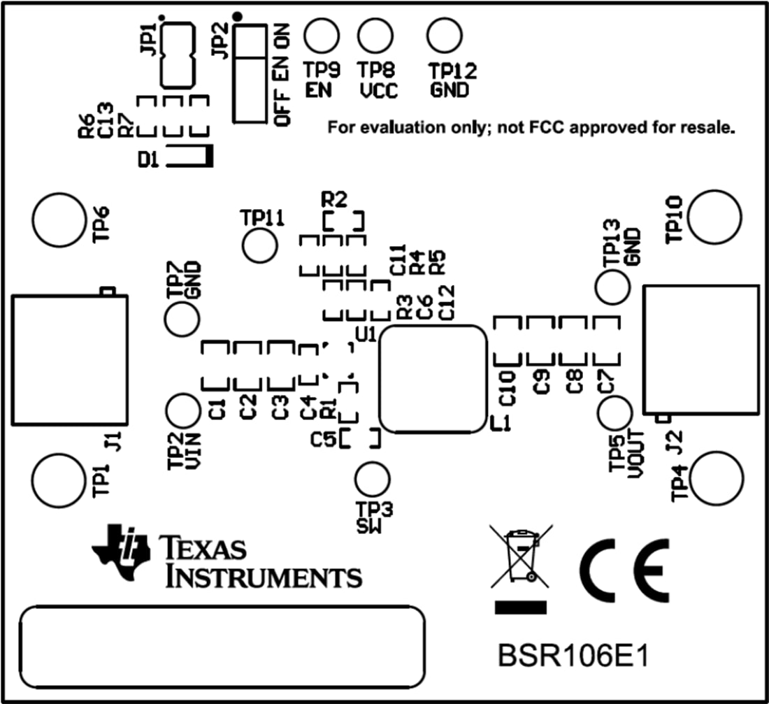 Technische Zeichnung - Texas Instruments TPS566231EVM Wandler-Evaluierungsmodul
