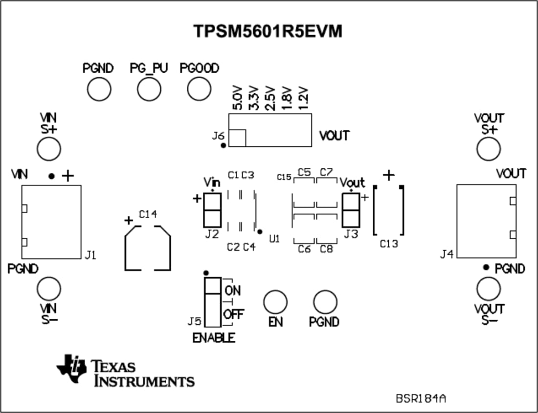 Technische Zeichnung - Texas Instruments TPSM5601R5EVM/TPSM5601R5SEVM EVM
