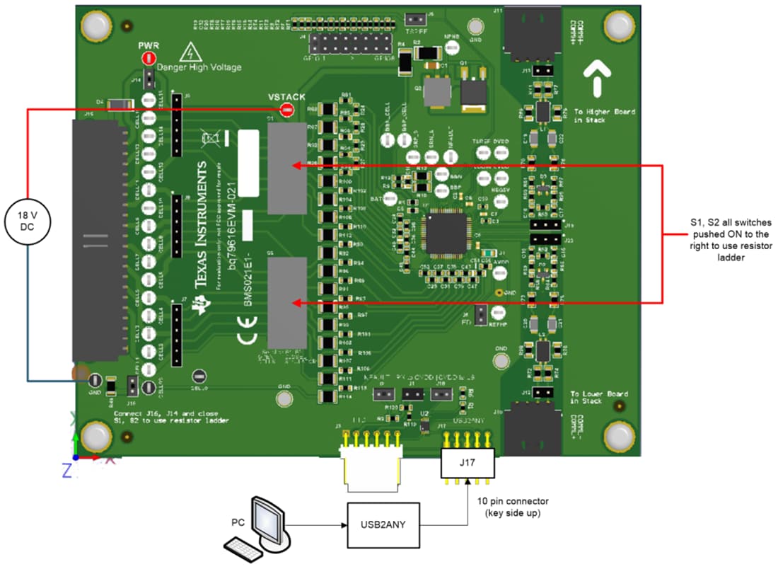 Technische Zeichnung - Texas Instruments bq79616EVM-021 Batterieüberwachungs-Evaluierungsmodul