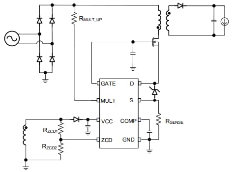 Application Circuit Diagram - Monolithic Power Systems (MPS) MP4078 Single-Stage Offline Controller