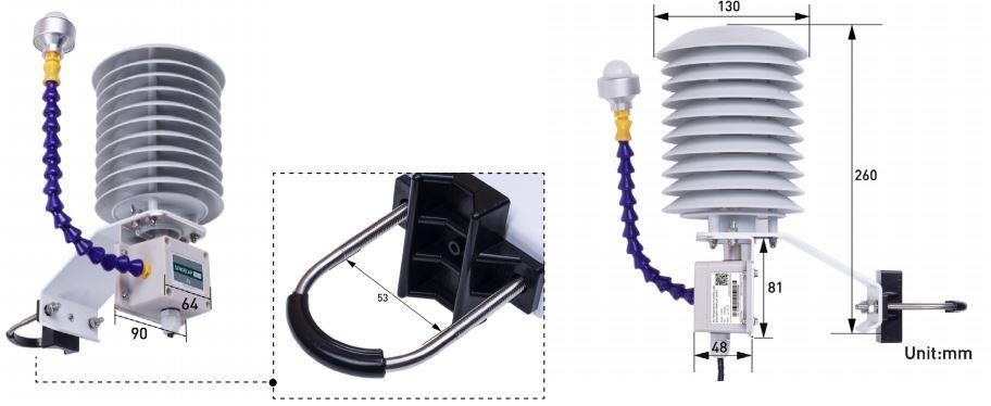 Technische Zeichnung - Seeed Studio SenseCap ORCH S4-Wettersensoren