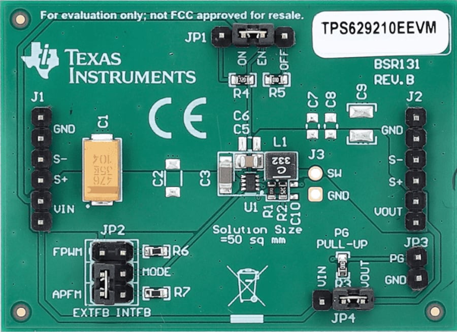 Technische Zeichnung - Texas Instruments TPS629210EEVM Wandler-Evaluierungsmodul