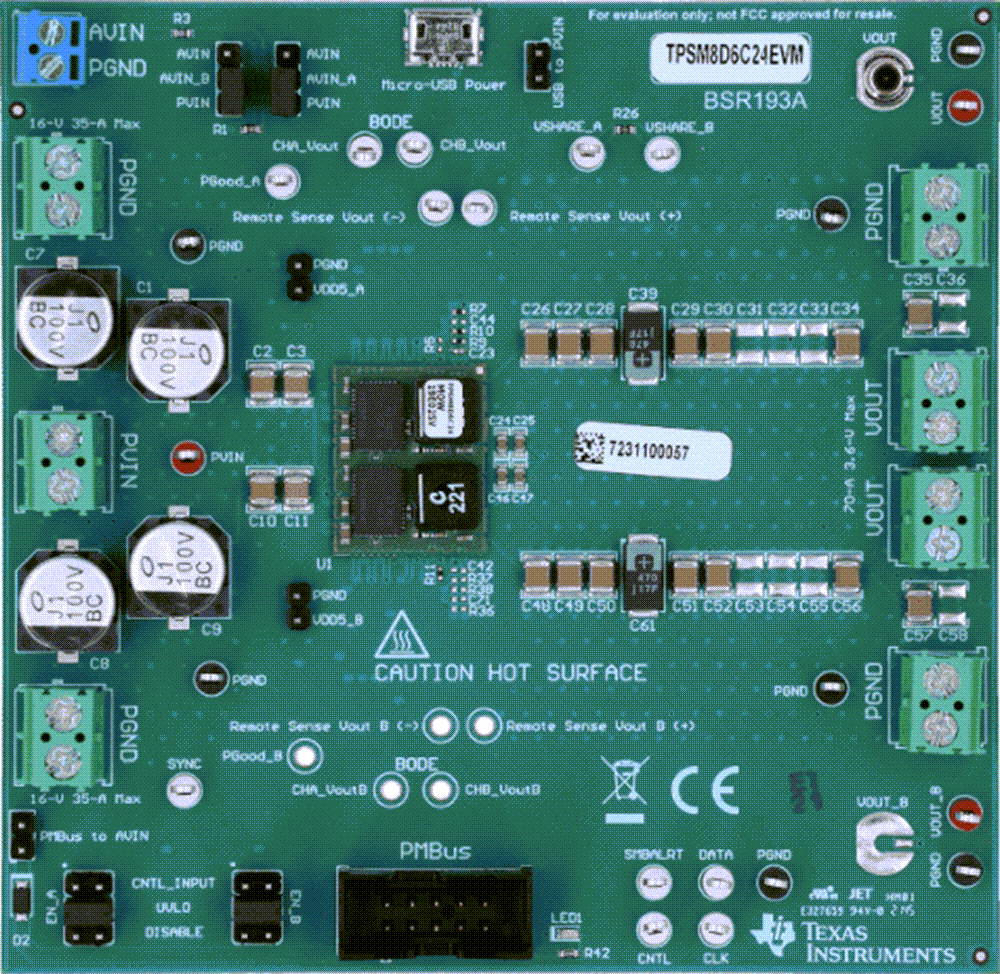 Technische Zeichnung - Texas Instruments TPSM8D6C24 Leistungsmodul-Evaluierungsmodul