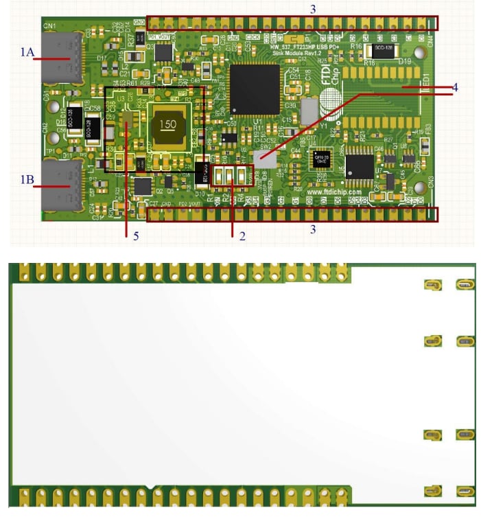 FTDI Chip UMFT233HPEV-SD Sinkmodul-Board