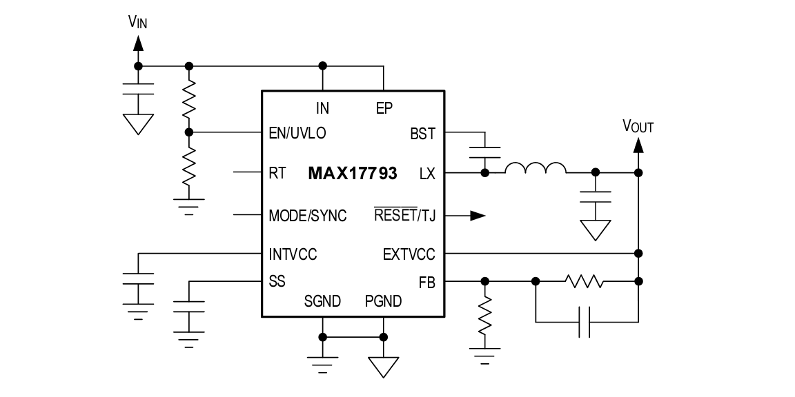 Applikations-Schaltungsdiagramm - Analog Devices / Maxim Integrated MAX17793 DC/DC-Wandler