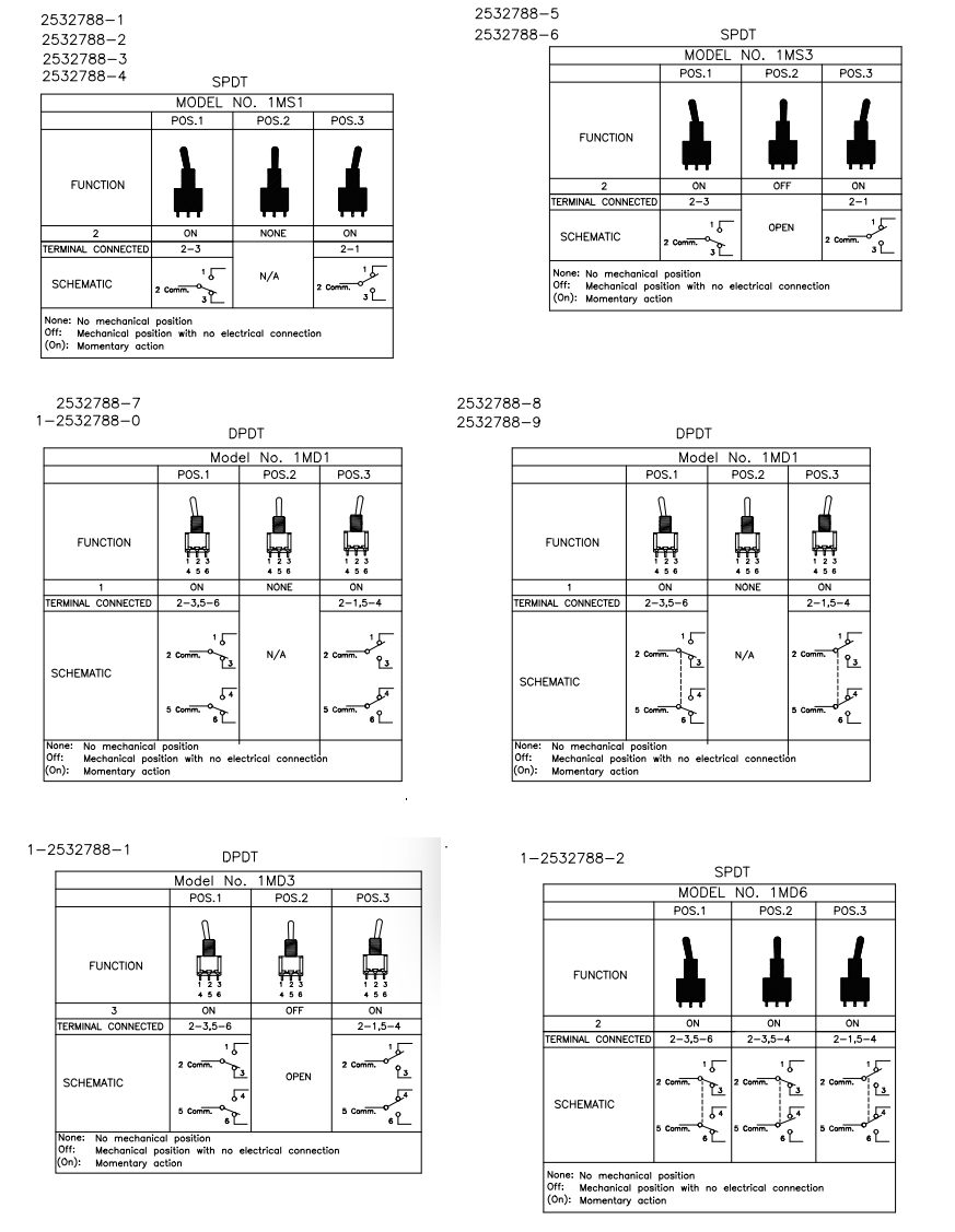 Schaltplan - TE Connectivity / Alcoswitch Miniatur-Kipp- und Druckschalter Delta