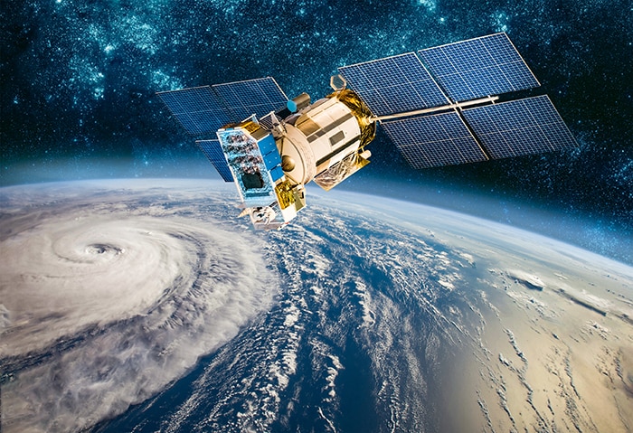Space satellite monitoring from earth orbit weather from space, hurricane, Typhoon on planet earth. Elements of this image furnished by NASA.